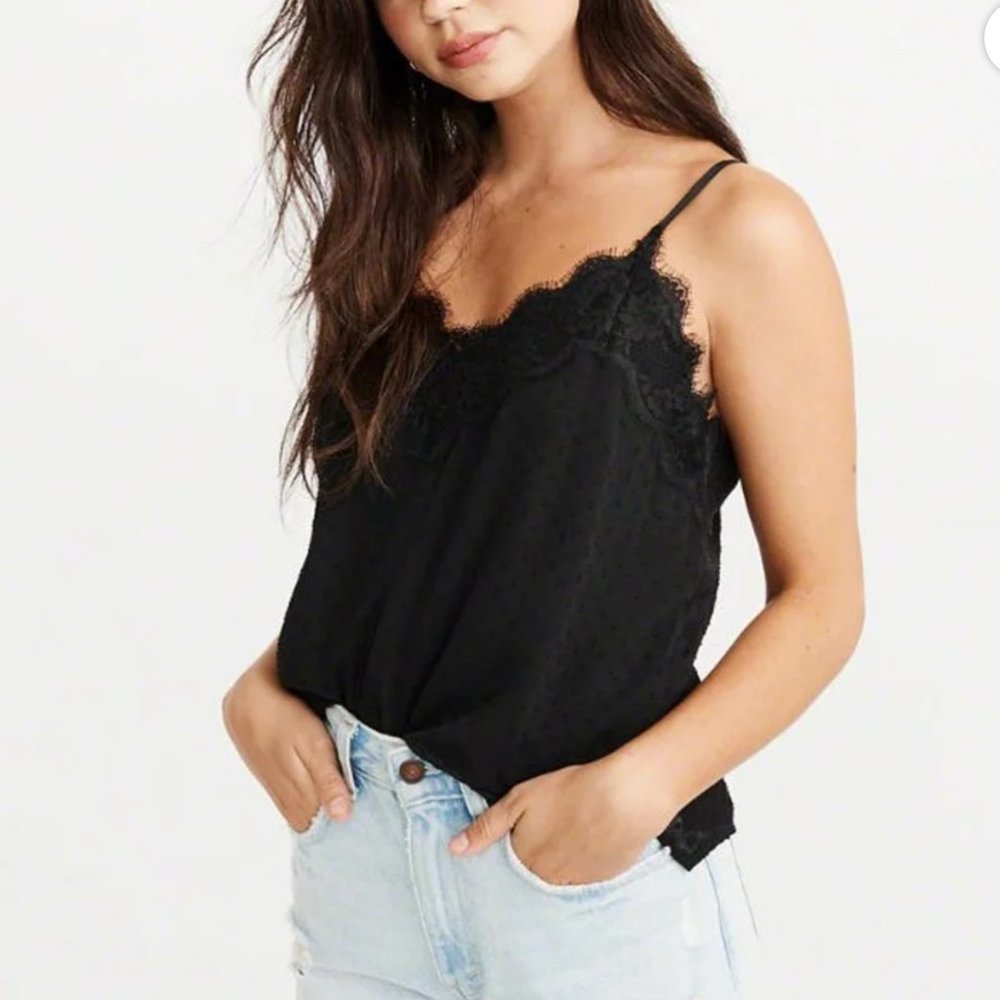 Abercrombie & Fitch Silk Camisole with Lace Trim - Luxe Elegance Size: L 🌹✨